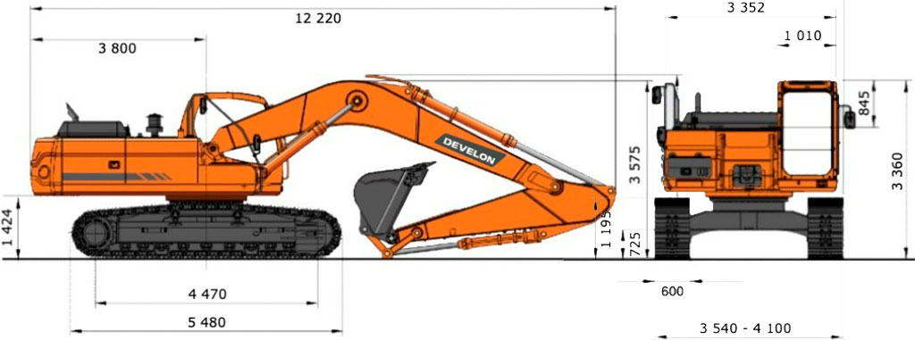 Схема Гусеничный экскаватор Develon (Doosan) DX490LC-7B